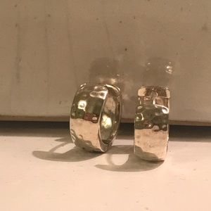 Sterling Silver Hammered Hoop Earrings